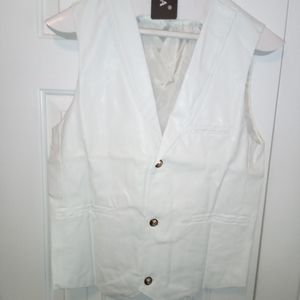 One White Leather light weight vest